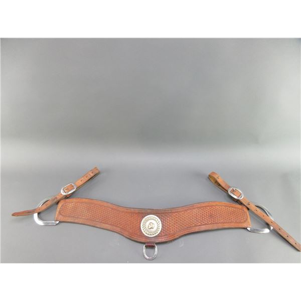 Heavy Duty Basket Stamped Breast Collar- 3" Horsehead Concho- 36" X 4.5"
