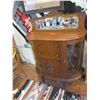 Image 2 : 1900's  Curved Glass Carved Oak Server- Beveled Mirror Back Splash- All Original- Great Condition