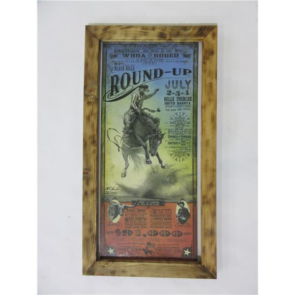 Framed Bob Coronoto Black Hills Round Up Rodeo Poster- 42.5