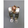 Image 4 : Unmarked Double Mounted Silver Overlaid Spurs With Mexican Silver Coin Buttons- 1.25" Bands- 1.25" S