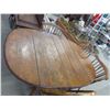 Image 2 : Double Drop Leaf Oak Table- 44" X 59"- 6 Spindle Chairs- 1 Does Not Match- Good Condition