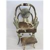 Image 1 : Vintage Cowhide Covered Horn Chair And Footstool- 45" X 31" X 22"D- Good Condition- Well Made
