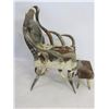 Image 2 : Vintage Cowhide Covered Horn Chair And Footstool- 45" X 31" X 22"D- Good Condition- Well Made