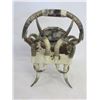 Image 3 : Vintage Cowhide Covered Horn Chair And Footstool- 45" X 31" X 22"D- Good Condition- Well Made