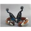 Image 2 : Marked S Schmidt MKR Silver Overlaid Team Roping Spurs- 1"-1.7" Bands- 2" Shanks- 1.5" 10 Point Rowe