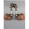 Image 1 : Marked Rogers 26 Silver Overlaid Spurs- 1" Bands- 2.5" Shanks- 2" 10 Point Rowels- Cheyenne Split He