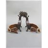 Image 2 : Marked Rogers 26 Silver Overlaid Spurs- 1" Bands- 2.5" Shanks- 2" 10 Point Rowels- Cheyenne Split He