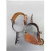 Image 3 : Marked Rogers 26 Silver Overlaid Spurs- 1" Bands- 2.5" Shanks- 2" 10 Point Rowels- Cheyenne Split He