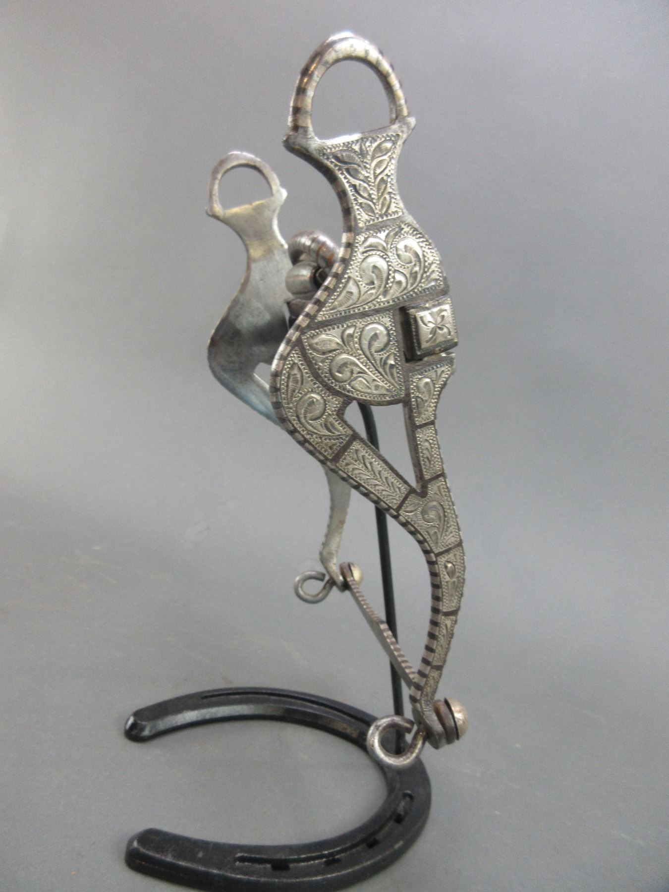 Marked Fleming Silver Inlaid Bit- Santa Maria Cheek- Copper Inlaid Frog ...