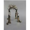 Image 2 : Marked Les Vogts Pro Equine 01184-3 Silver Inlaid Spurs- .75" Bands- 2" Drop Shanks- 2" 12 Point Row