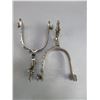 Image 3 : Marked Les Vogts Pro Equine 01184-3 Silver Inlaid Spurs- .75" Bands- 2" Drop Shanks- 2" 12 Point Row