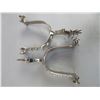Image 4 : Marked Les Vogts Pro Equine 01184-3 Silver Inlaid Spurs- .75" Bands- 2" Drop Shanks- 2" 12 Point Row