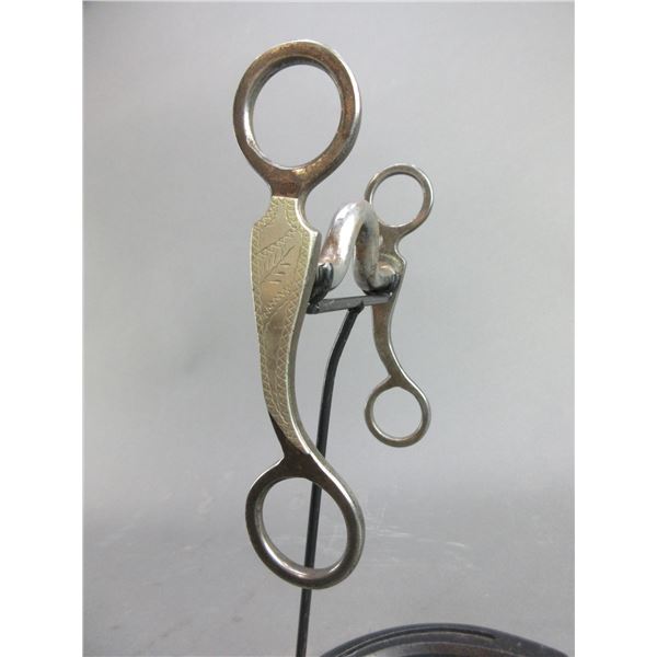 Marked Crockett Silver Overlaid Bit- Texas Cheek- Curb Mouth- Decent Condition