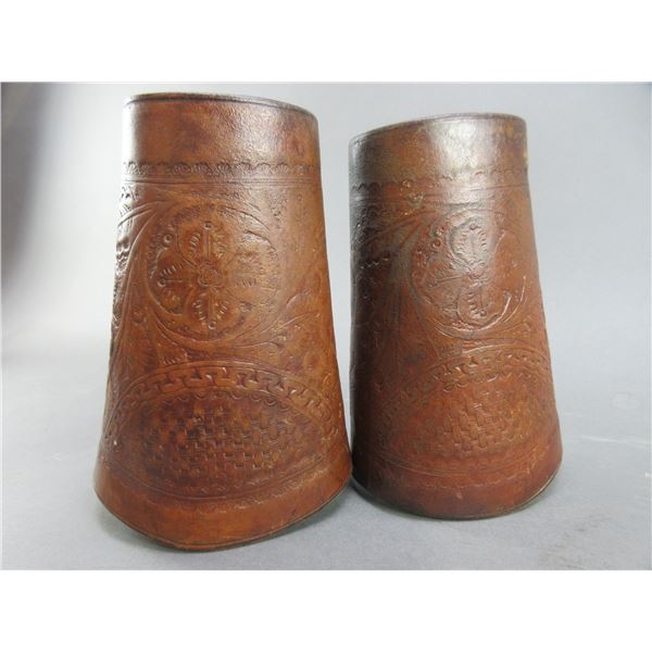 Unmarked Cowboy Cuffs- Tooled And Stamped- Good Condition