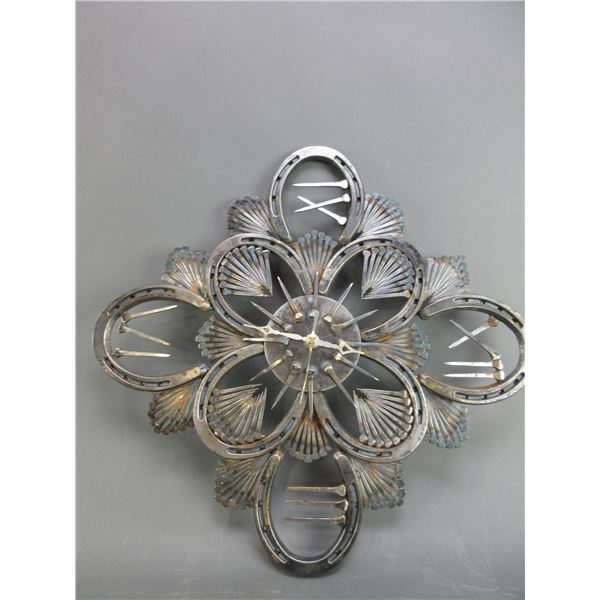 Horseshoe And Horseshoe Nail Clock- Works- 17"