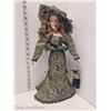 Image 1 : Gorgeous Victorian Porcelain Doll on Stand with Handbag