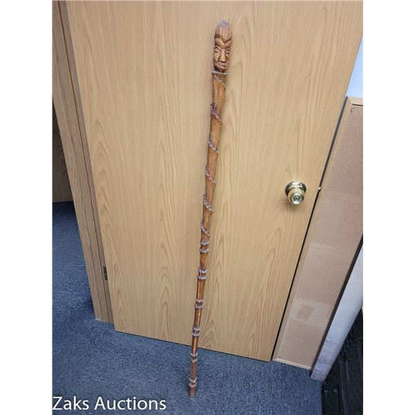 Very Tall Wooden Hand Carved Walking | Hiking Cane