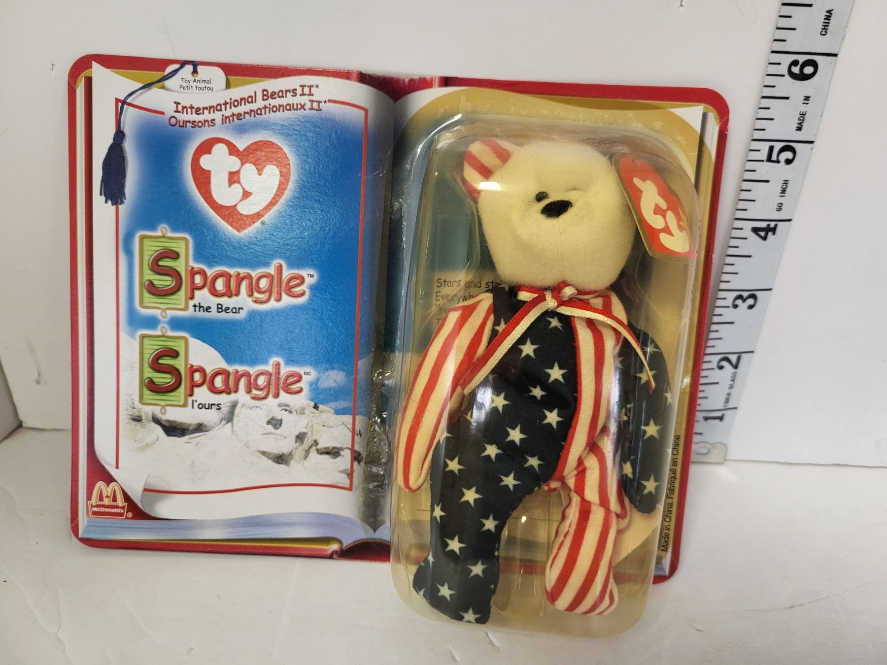 New in Blister Pack TY International Bears II Beanie Baby Spangle the Bear