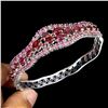 Image 2 : Amazing Value Ruby Bangle in 925 Sterling Silver 14 K White Gold Plated - Appraised Replacement Valu