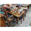 Image 2 : Antique dining table w/ 6 matching chairs + 3 leaves (x2 10" / x1 18" Leaves) - 48x57x30"