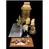 Image 1 : Antic Marble French style Clock & misc. vintage pieces - includes horses book ends / sprinkler / New