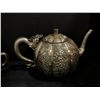 Image 2 : Antique Set of 3-piece Chinese Silver Dragon Tea Set - includes tea pot/sugar bowl/creamer, appraisa