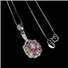 Image 2 : Ruby and Sapphires Necklace in 925 Gold Plated Sterling Silver - Appraised Replacement Value CAD 456