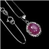 Image 2 : Ruby and White Topaz Necklace in 925 Gold Plated Sterling Silver - 18" Length