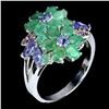Image 2 : Emerald, Tanzanite and Garnet Ring in 925 Gold Plated Sterling Silver - Size 8.5 - Appraised Replace