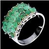 Image 2 : Emerald and Sapphires Ring in 925 Gold Plated Sterling Silver - Size 8.5 - Appraised Replacement Val