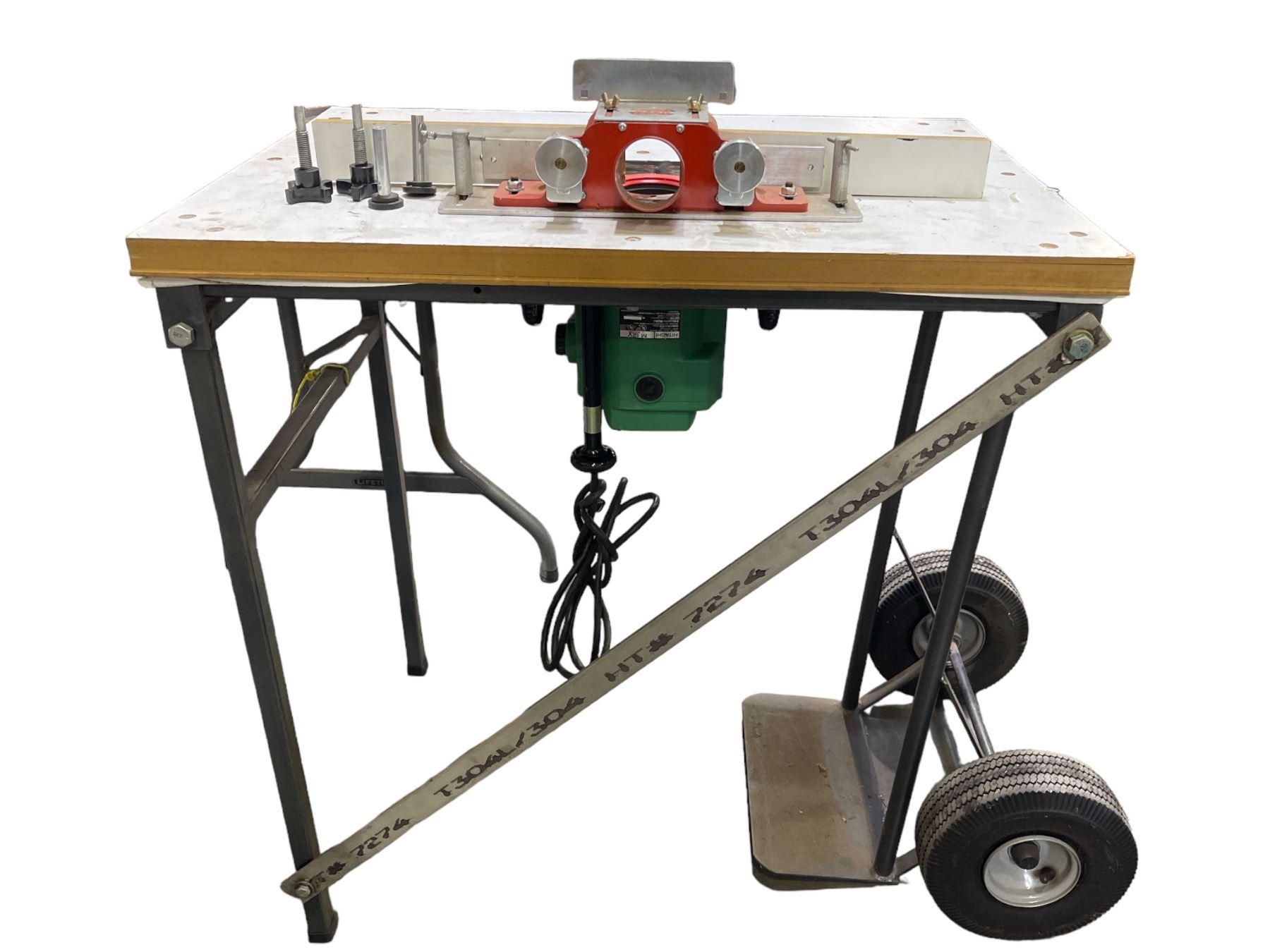 Home made rolling foldable router table w/ Hitatchi 3 1/4hp M12V Router ...