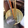 Image 3 : Bin lot of garden tools - Shovel, rakes, broom, scraper - Garbage bin not included