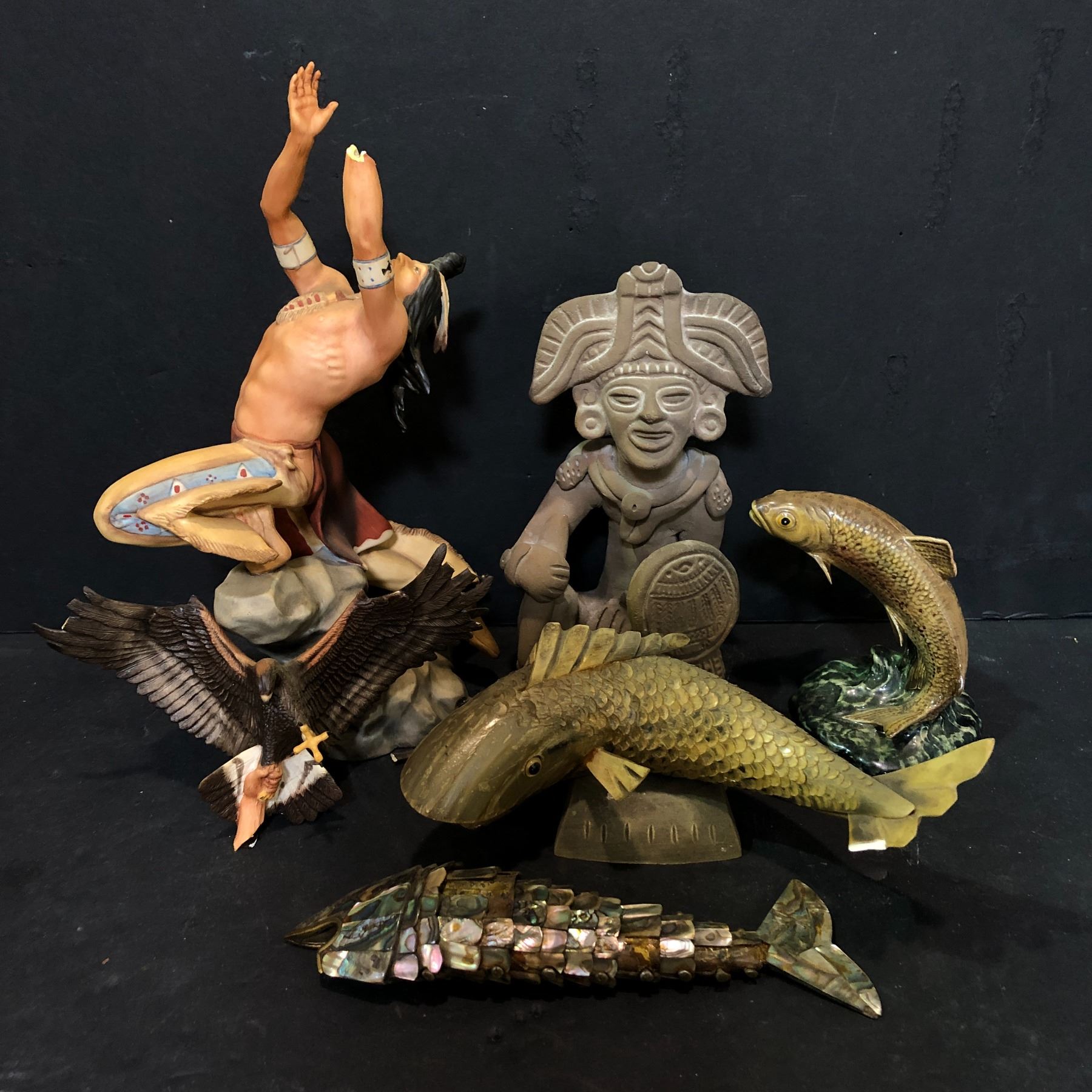 Group of Vintage Items - includes Fish figurines/Home Decorative Hand ...