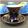 Image 2 : 16-piece Blue & Gold Espresso/Tea Fine Bone China Porcelain - includes 4-piece Espresso Lindner Kuep