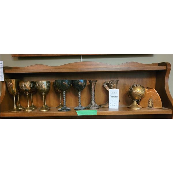 Silver Plate & Brass Goblets, Brass Decor A