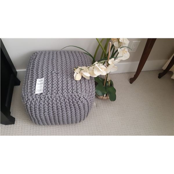 Woven Ottoman, faux plant A
