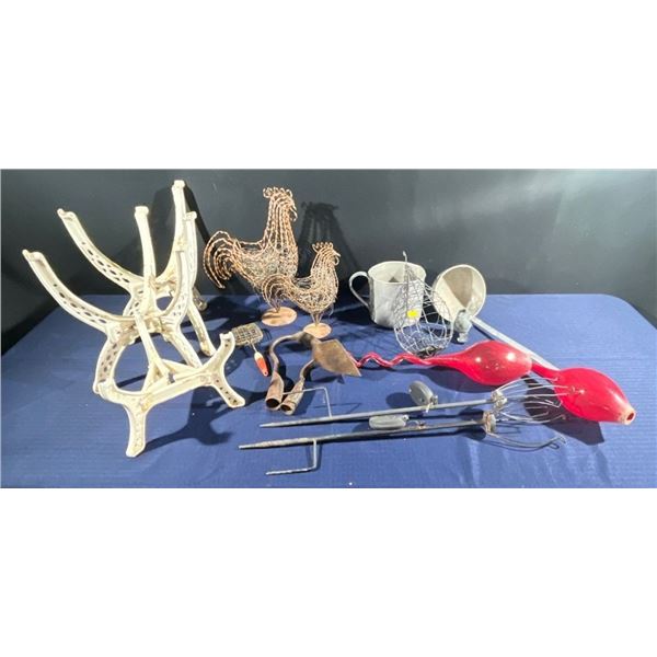 Collection of Outoor Decor includes Plate Stands, Birds, Solar Lights and more