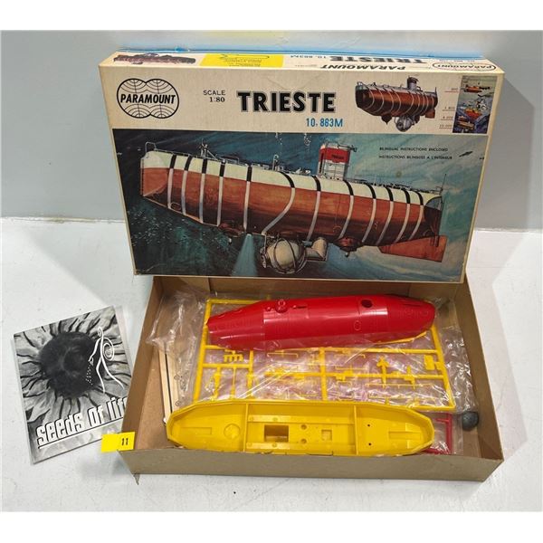 Trieste Vintage Submarine Model Kit 1:80 scale New In Box plus "Seeds of Life"