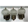 Image 1 : Set of 3 Vintage Brass and Glass Wall Scones