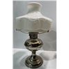 Image 3 : Pair of Oil Lamps with Milk Glass Shades  19H