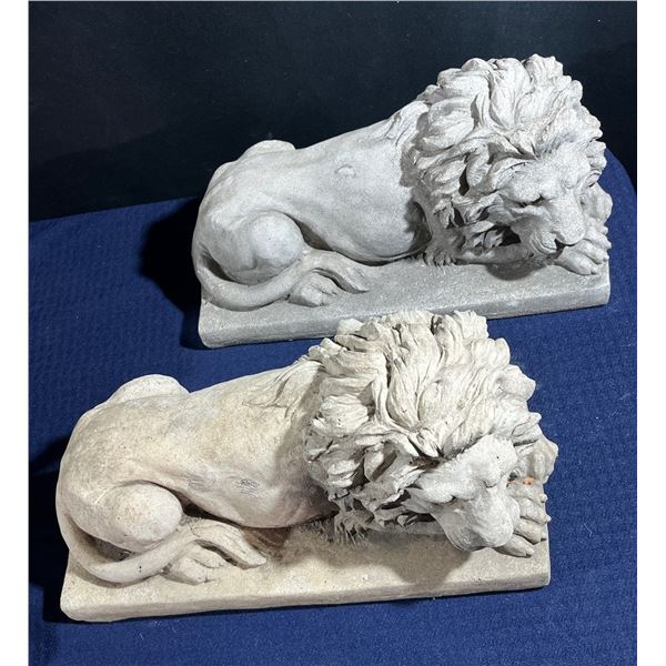 Pair of Concrete/Clay Lions 15Wx6Dx9H