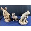 Image 1 : Three Large Heavy Garden Statues  Two Cats & A Bunny  12"-20" tall
