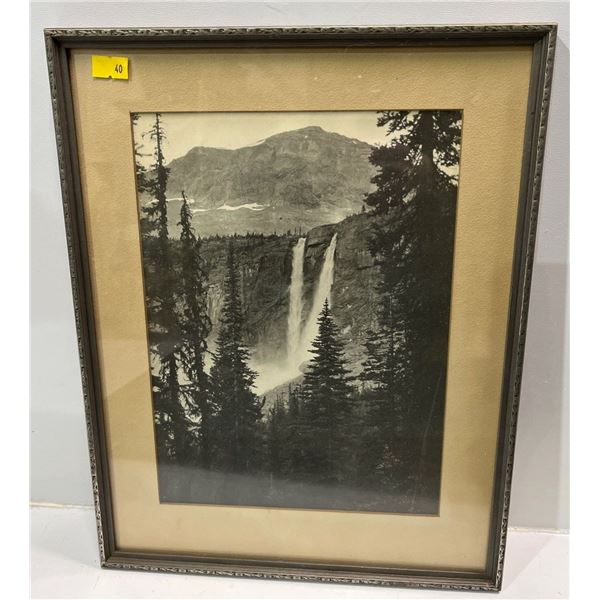 Scenic Framed Picture- August 1932 Twin Falls Yaho Park, Banff  Photo 8Wx10H