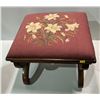 Image 1 : Vintage Upholstered Foot Stool With Wooden Base 16.5Wx16Dx13H