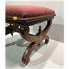 Image 2 : Vintage Upholstered Foot Stool With Wooden Base 16.5Wx16Dx13H