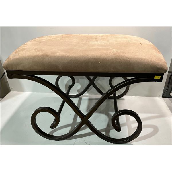 Upolstered Microfiber Footstool on Metal Base (small tear in fabric) 25Wx17Dx18H plus Fabric