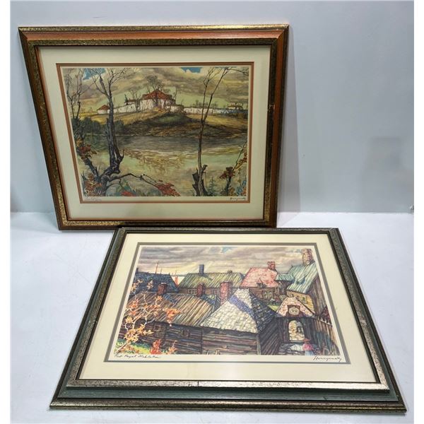 Nickolas Hornyansky Prints "Lower Fort Garry" & "Port Royale Habitation" 16Wx13H