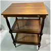 Image 2 : Vintage Three Tier Cane and Wood Side Table 19Wx15Dx26.5H