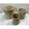 Image 1 : Medalta & Alberta Potteries Crockery Pots 4, 2 & 1 Gallon (hairline crack in 4 gallon)