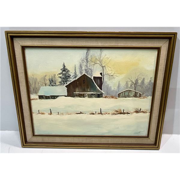 Lucy Turner-Winter Barn, Original Oil 16wx12h